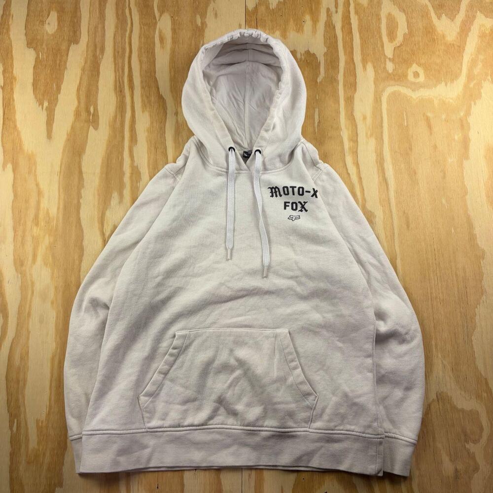 Vintage Fox Racing Moto-X Fox Graphic Pullover Hoodie – White – Size L